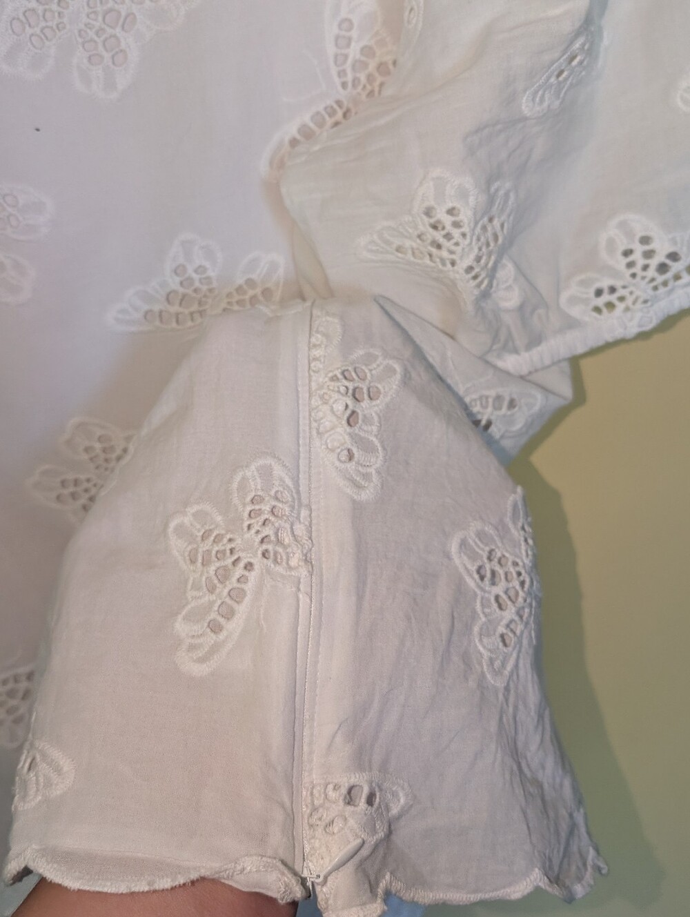Talbots White Butterfly Eyelet Puff-Sleeve Blouse - Picture 5 of 7